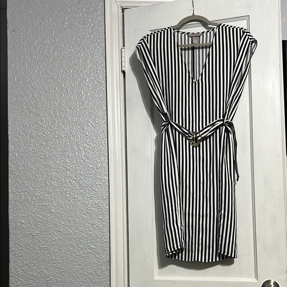 Blue and White Striped Dress